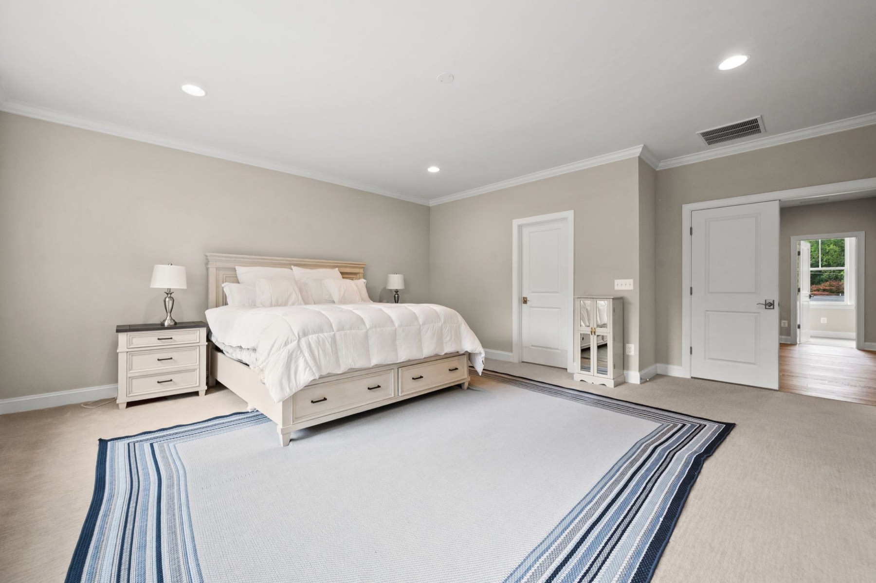 Owner's suite toward the closets and bath